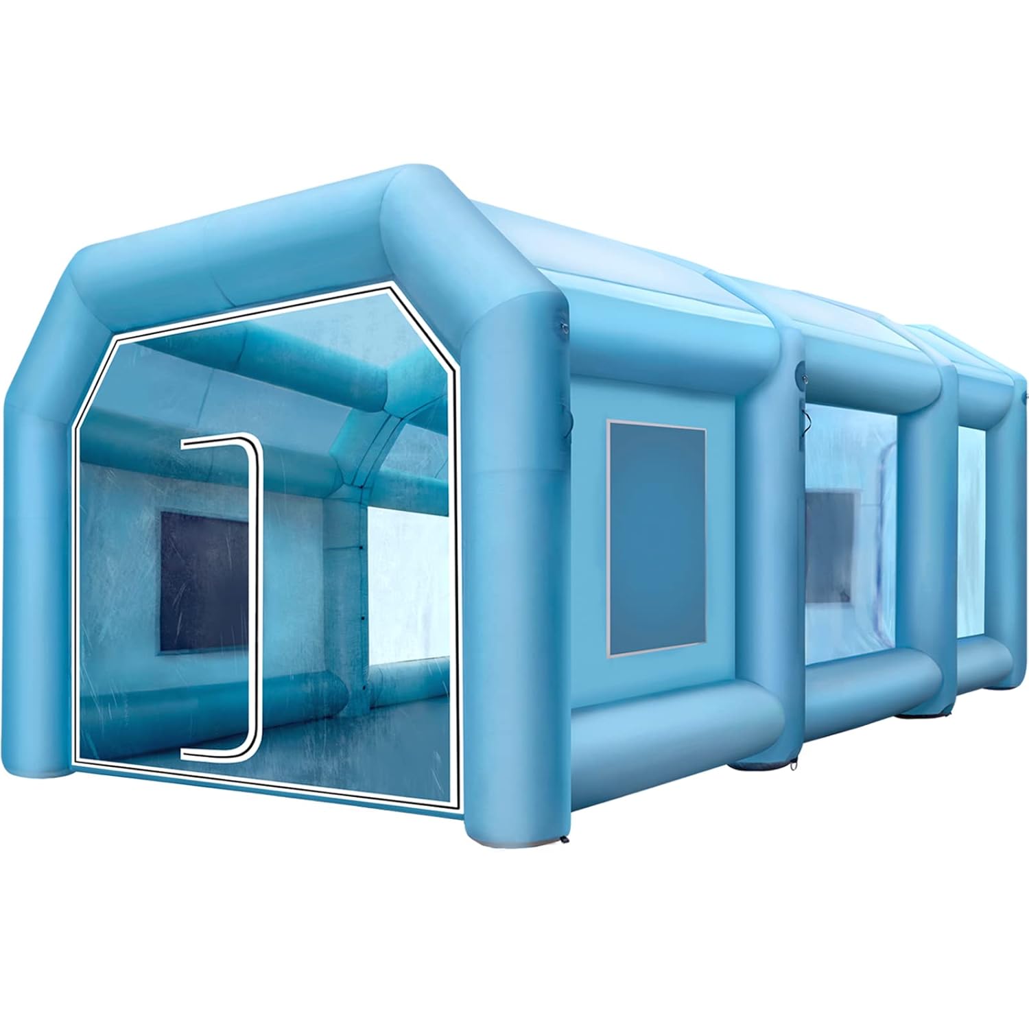 VEVOR Cabine de Peinture Gonflable, 8x4x3 m, Tente Peinture Gonflable Automobile en Tissu Oxford 210 D, avec 2 souffleurs puissants et système de Filtre à air, Station de Travail pour Garage, Atelier – Image 9