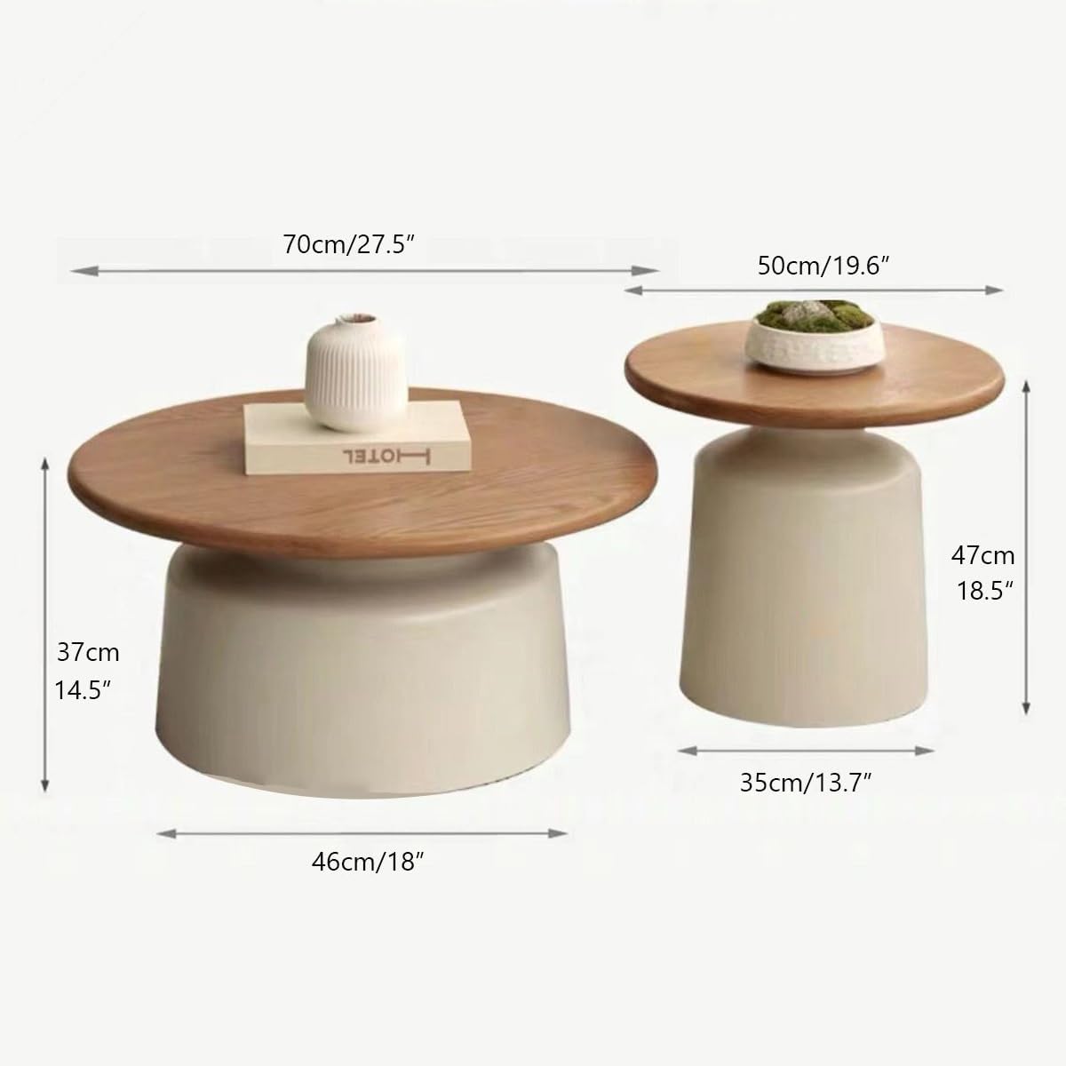 Table Basse Ronde Bois Massif, Table Basse Ronde Salon Moderne, Style Crémeux, Socle en Acier Au Carbone pour Maison Salon Bureau Ferme-Facile À Assembler(Black) – Image 2
