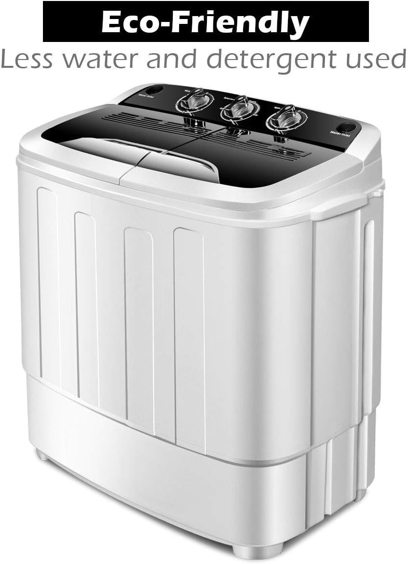 Giantex Compact 13 Lbs Mini double machine à laver et sèche-linge 23 L 14 W 27 H Blanc / noir – Image 15