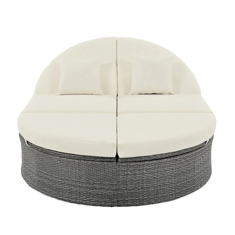 Outdoor Sun Bed Patio 2-Person Daybed with Cushions and Pillows – Image 11