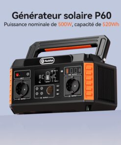 Alternative view of FlashFish 520Wh Generateur Electrique avec Panneau Solaire 100W,Station Electrique Portable avec 2x CA 560W(crête 1100W),5x Sorties CC et 4x USB,Batterie de Secours pour Camping,Extérieur,Domestique