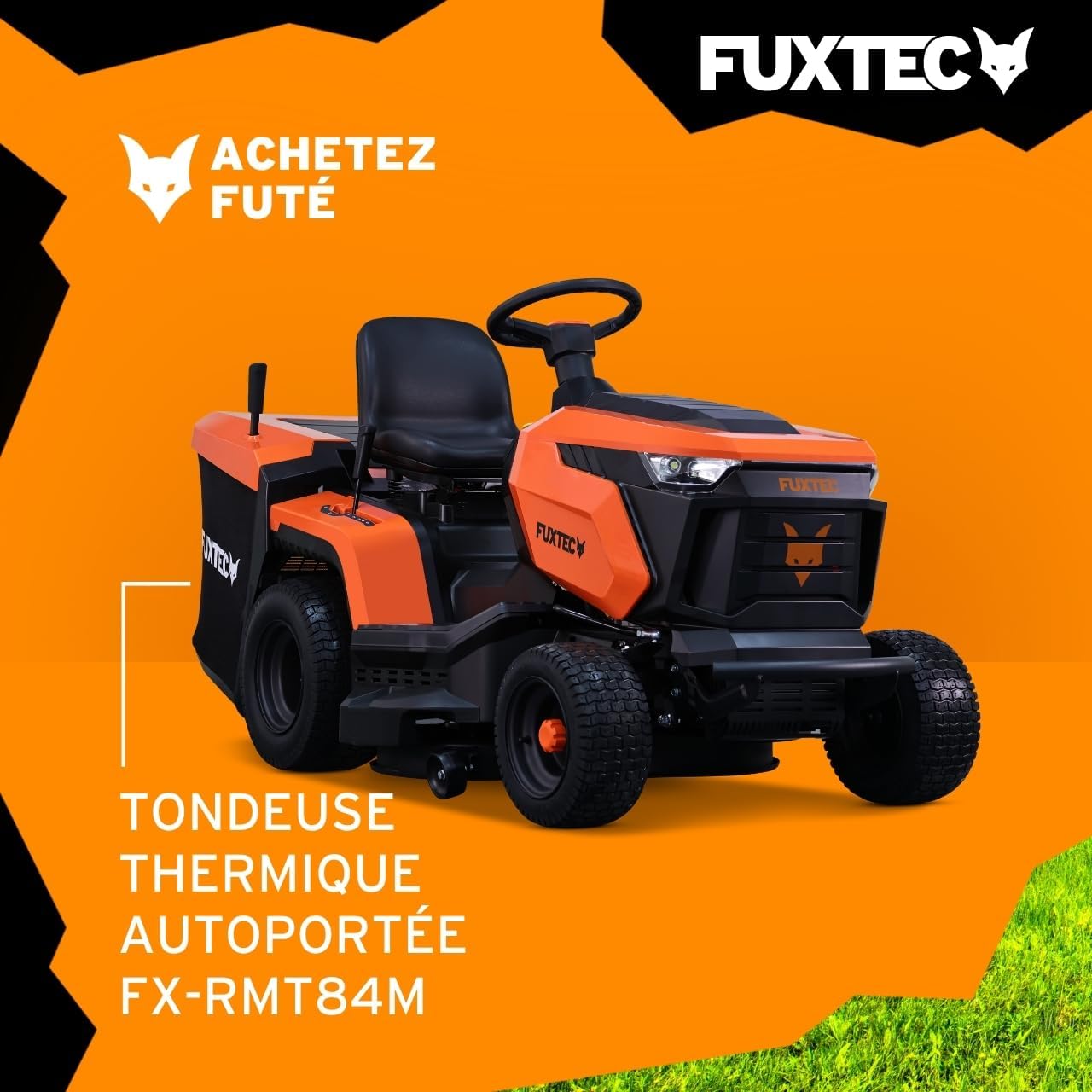 FUXTEC Tondeuse autoportée FX-RMT84M - Tondeuse autoportée à Essence avec Largeur de Coupe 83 cm - Moteur 8,8 KW 432 cm³ - 6 hauteurs réglables - bac 280 L - Marche arrière RMO - boîte Manuelle 5+1 – Image 2