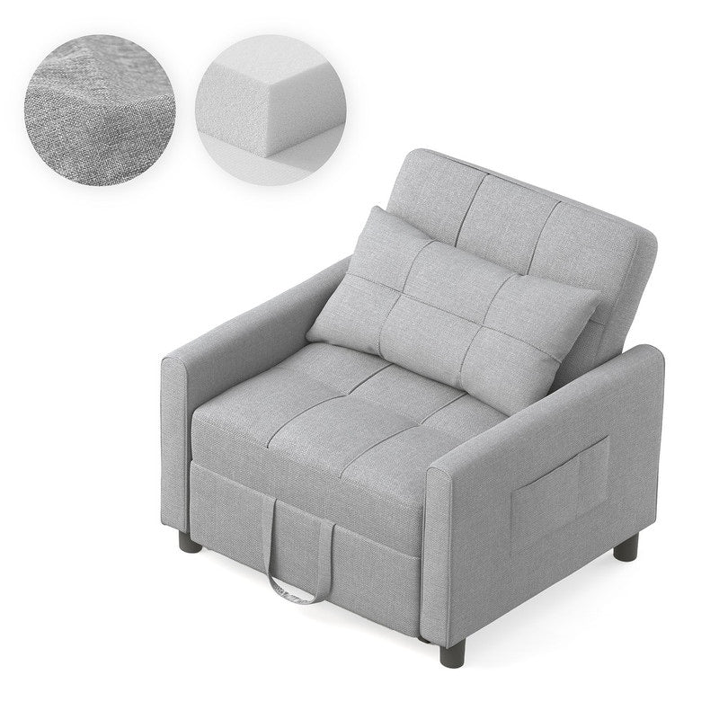 3-in-1 Adjustable Sleeper Sofa Bed, Pull Out Chair Sofa, Convertible Folding Bed for Living Room – Image 47