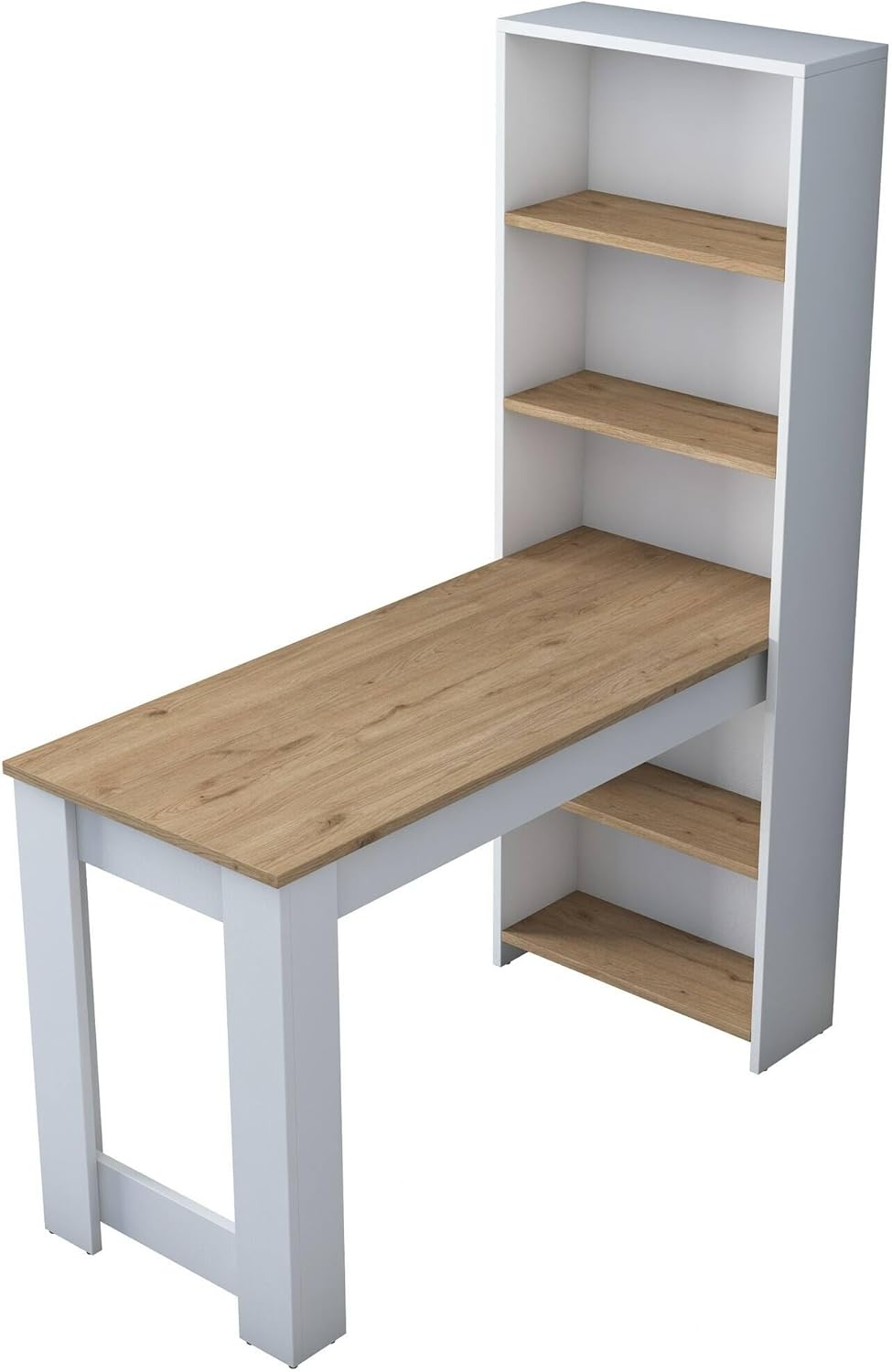 Dmora - Table Fixe Talitha, étagère de Cuisine, Console pour Salle à Manger, étagère rectangulaire Fixe, 120x54h154 cm, Noyer et Blanc – Image 4
