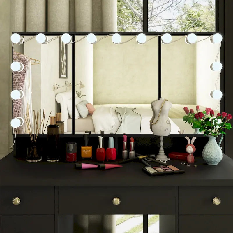 Luxurious LED Makeup Vanity with 9 Drawers Elegant Makeup Station – Image 30