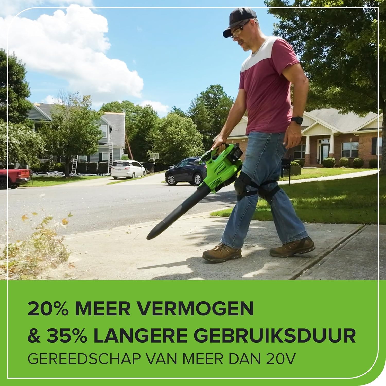 Greenworks 48V(24V x 2) Aspirateur Souffleur Sans fil de Feuilles à Batterie Bandoulière, Moteur Sans Balais, 386km/h, 14.73m³/min,Sac Mulching 45L, 2 Batteries 4Ah,Chargeur,Garantie 3 Ans BL48L421-01 – Image 9