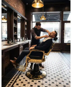 Alternative view of Vintage Barber Chair for Barbershop,Heavy Duty 360 Recline Salon Chair with Adjustable Headrest and Footrest, Supports Up to 700lbs, for Hair Beauty