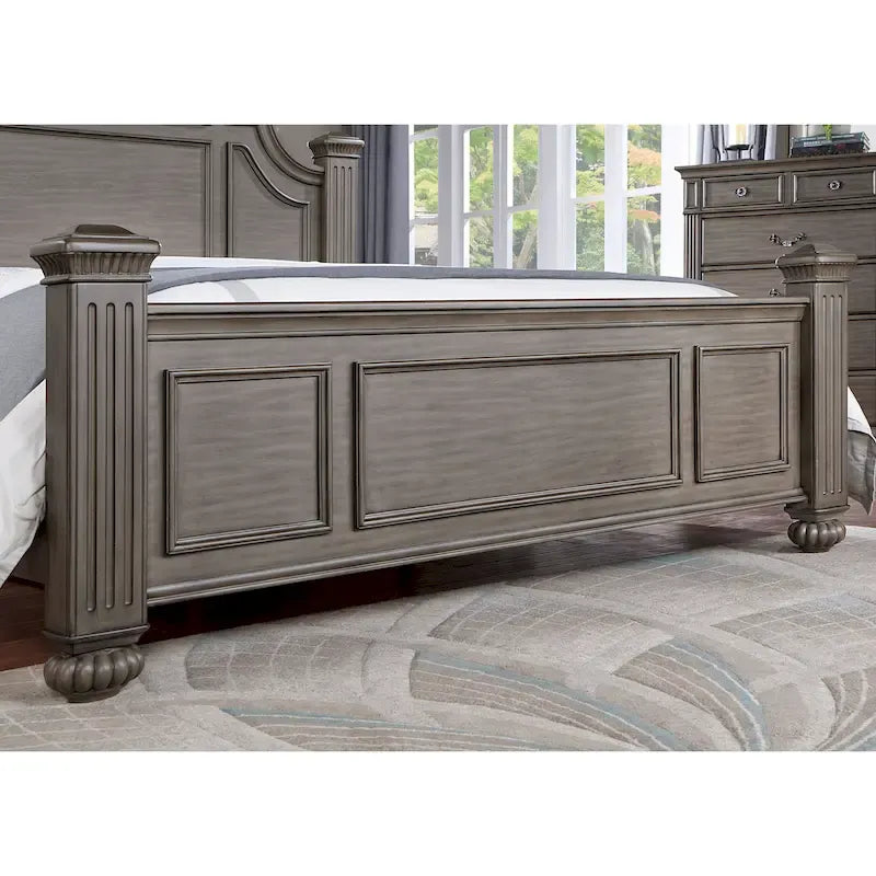 5-Piece Traditional Poster Bedroom Set, Grey Wood Finish, Classic Style – Image 10