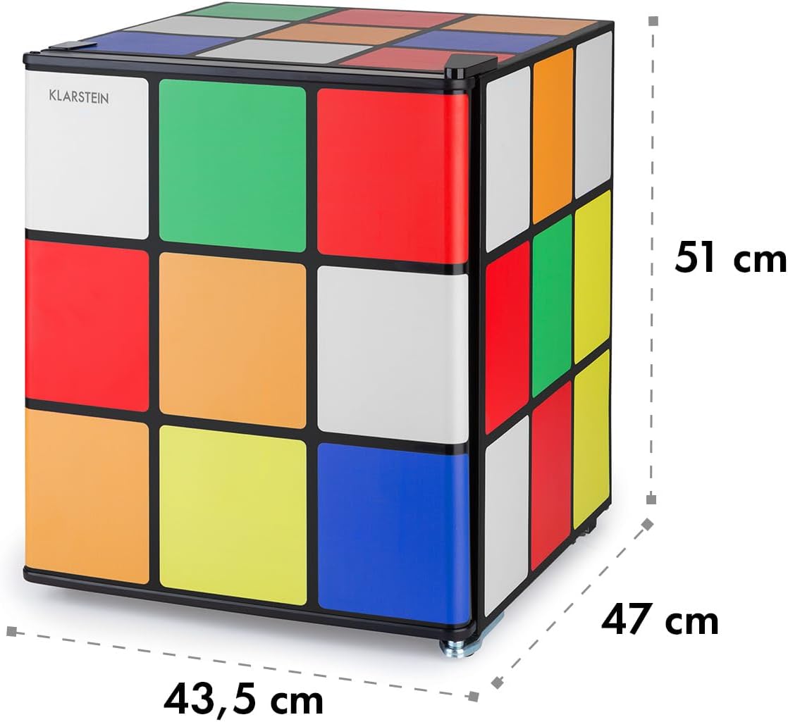 Klarstein Solve - Mini-réfrigérateur, minibar, système de refroidissement thermoélectrique, capacité de 48 litres, bouton de réglage mécanique, refroidissement : 0 à 10 °C, noir/coloré – Image 7