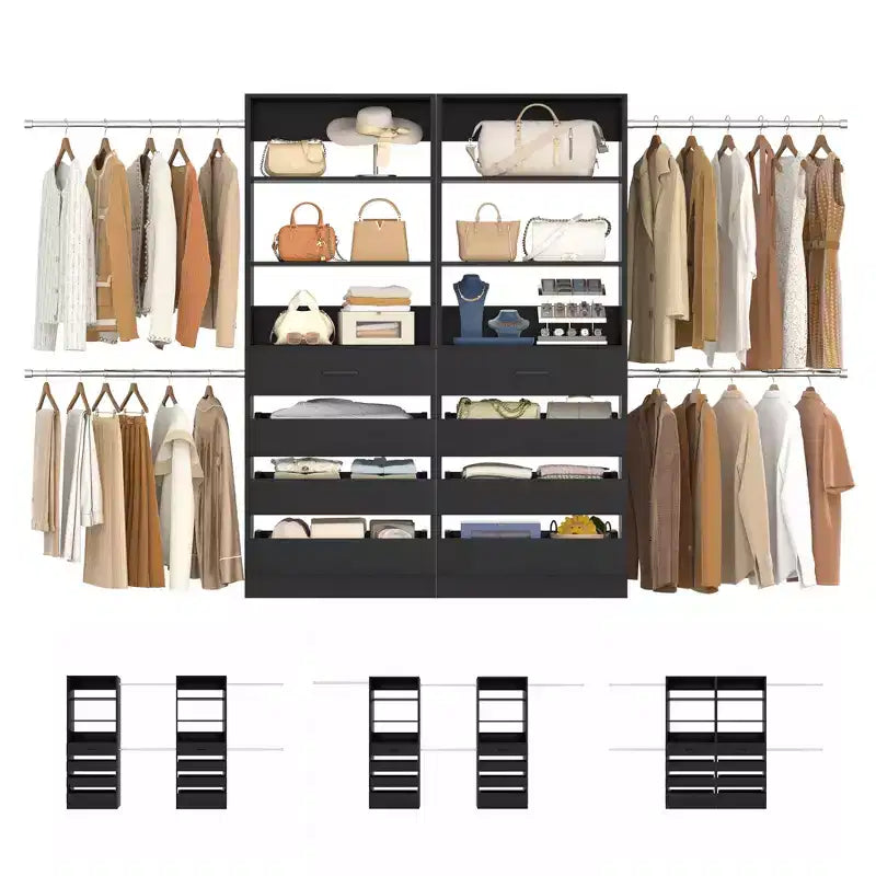 Besiost Closet System with 8 Wooden Drawers and 4 Hanging Rods – Image 6