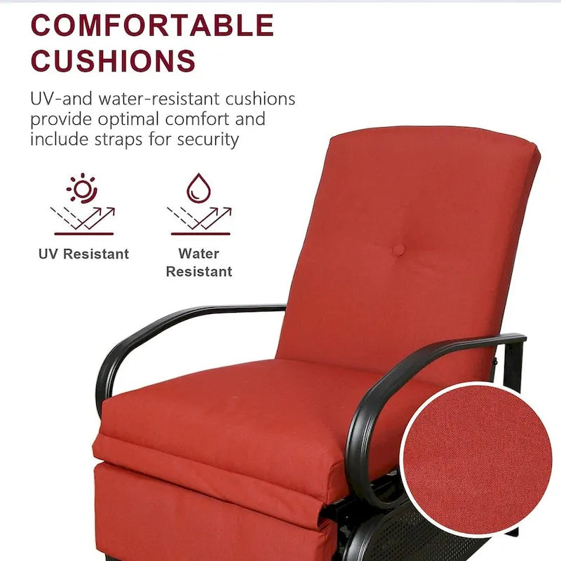 Adjustable Recliner Lounge Chair Patio Lounge Sofa with Cushion - 38 (D) x 26.5 (W) x 38.5 (H) INCH – Image 8