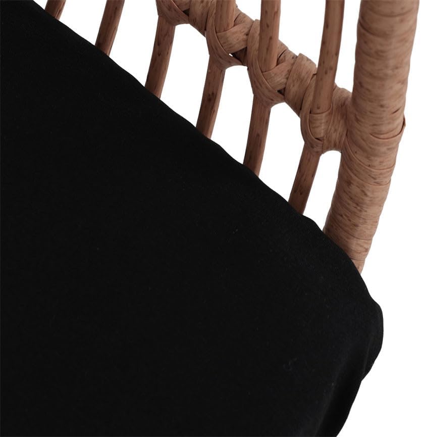 Lisa Design - Rosano - lot de 4 tabourets - effet rotin - bois et noir, Noir/Bois – Image 8