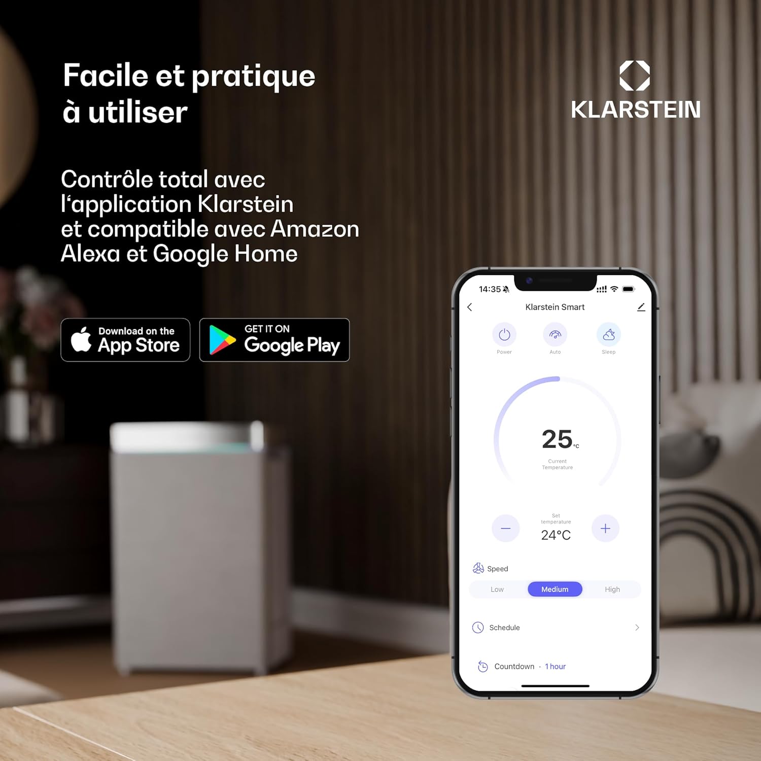 KLARSTEIN Rafraichisseur d’Air, Refroidisseur d’Air Évaporatif, 5L, Télécommande, Application, Mobile, Ventilateur Climatiseur Chambre 30m², White – Image 6