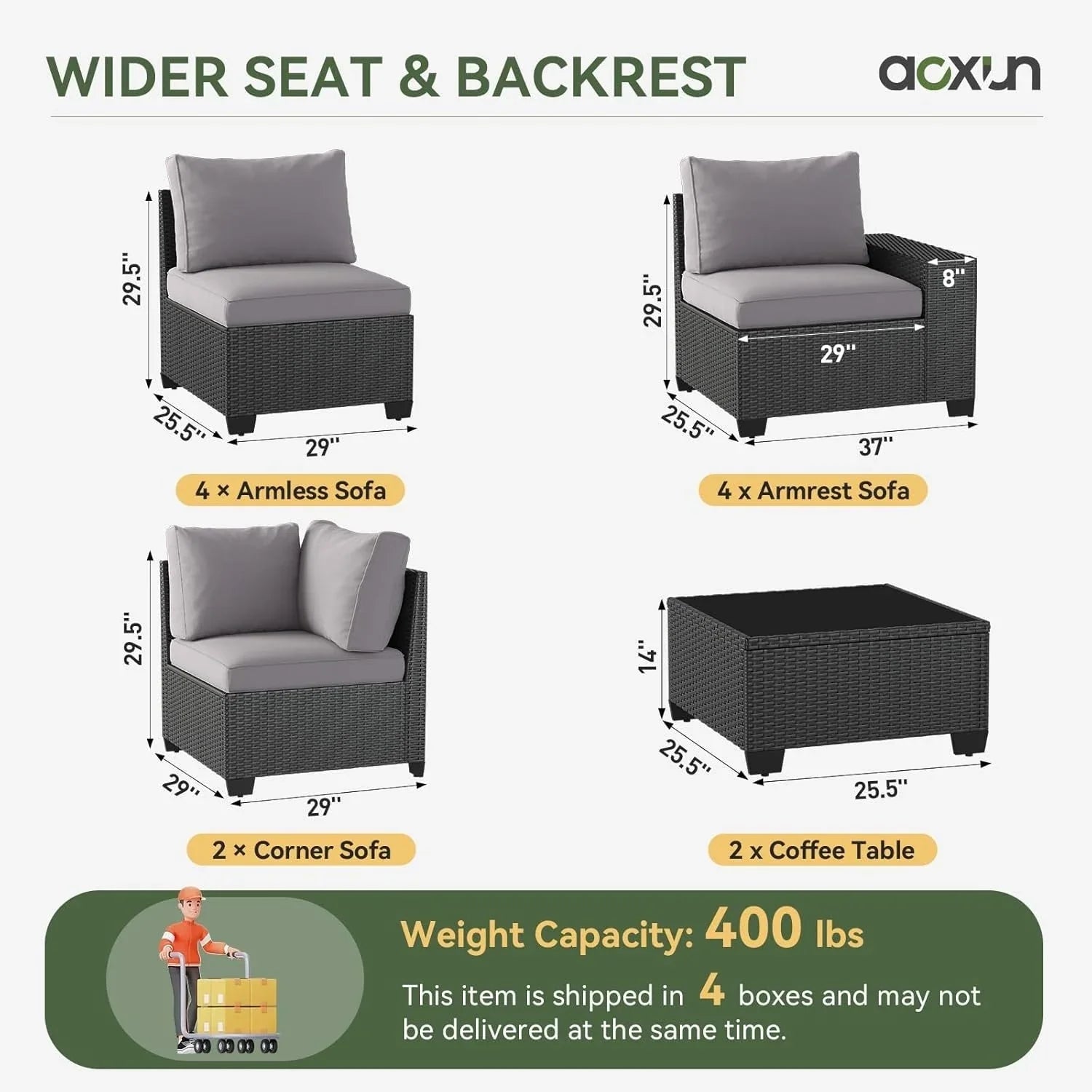 Outdoor Patio Furniture Sets with 4in Thicken Cushion – Image 42