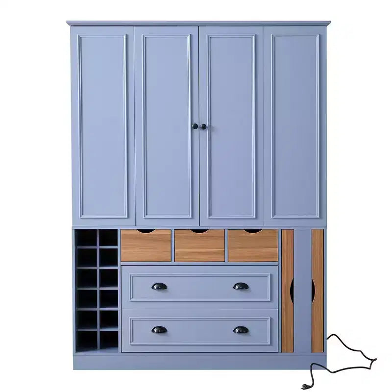 Whisen 71'' Tall Freestanding Kitchen Pantry, Large Dining Storage Cabinet Cupboard Sideboards With 4 Foldable Doors, Shelves, Wine Racks – Image 35