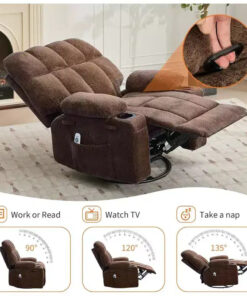 Alternative view of Oversized Recliner Chair for Adults, Manual Swivel Rocker Sofa, Side Pockets & Cup Holders for Big and Tall Persons, Living Room