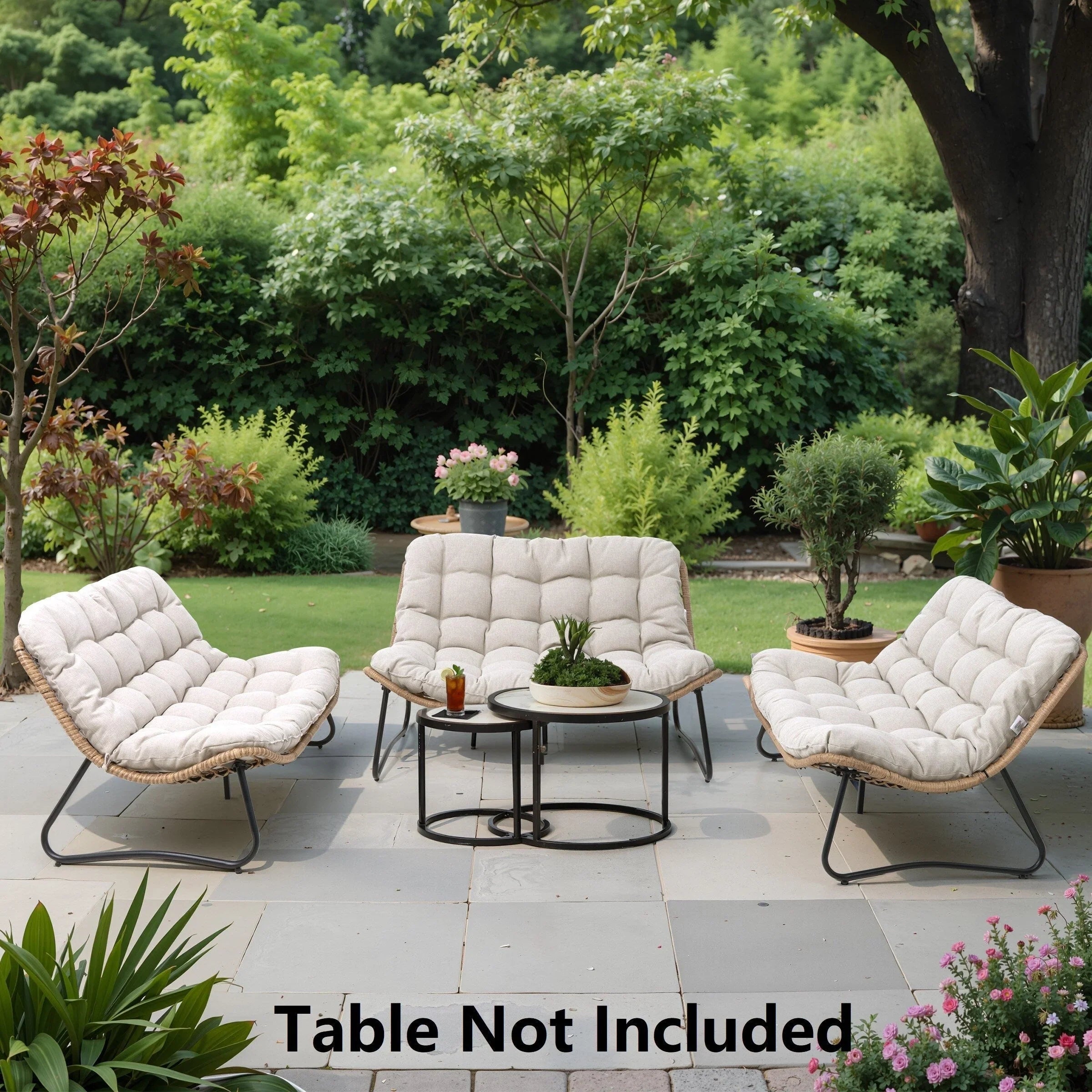 Double Papasan Chair Loveseat with Cushion, All-weather PE Rattan and Metal Frame for Indoor Outdoor – Image 14