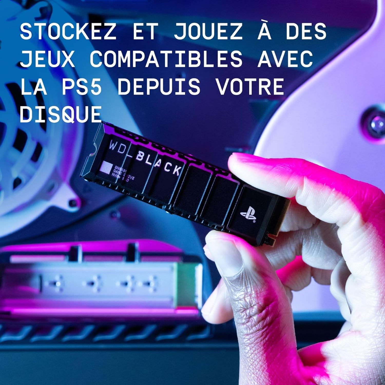 WD_BLACK SN850P 2 To PS5 SSD, Disque SSD interne, Lecture jusqu'à 7300 Mo/s, M.2 2280 PCIe NVMe, Carte d'extension PS5, Officielle pour et PS5 Consoles, avec dissipateur Thermique, Noir – Image 6