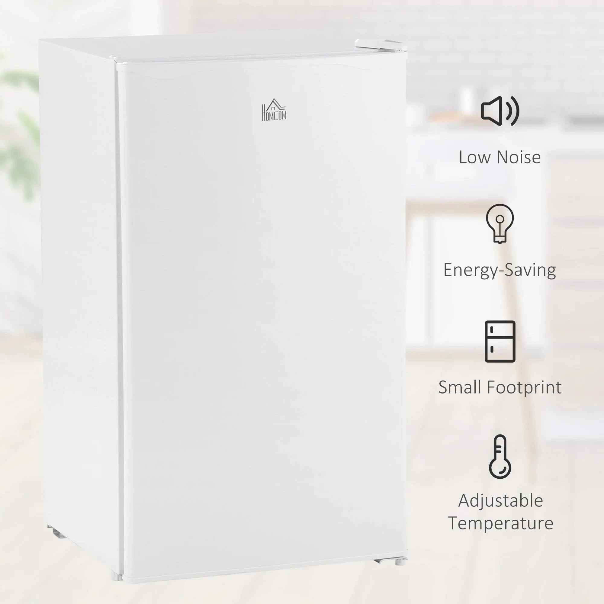HOMCOM 3.2 Cu.Ft Mini Fridge with Freezer, Single Door Compact Refrigerator with Adjustable Thermostat for Bedroom – Image 10