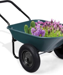 ZAANU Chariots, brouette de Jardin à 2 Roues, Chariot de Jardin Robuste de 150 kg avec Pneu pneumatique et poignée en Acier Enduit de Poudre, Chariots de basculement extérieurs pour Jard