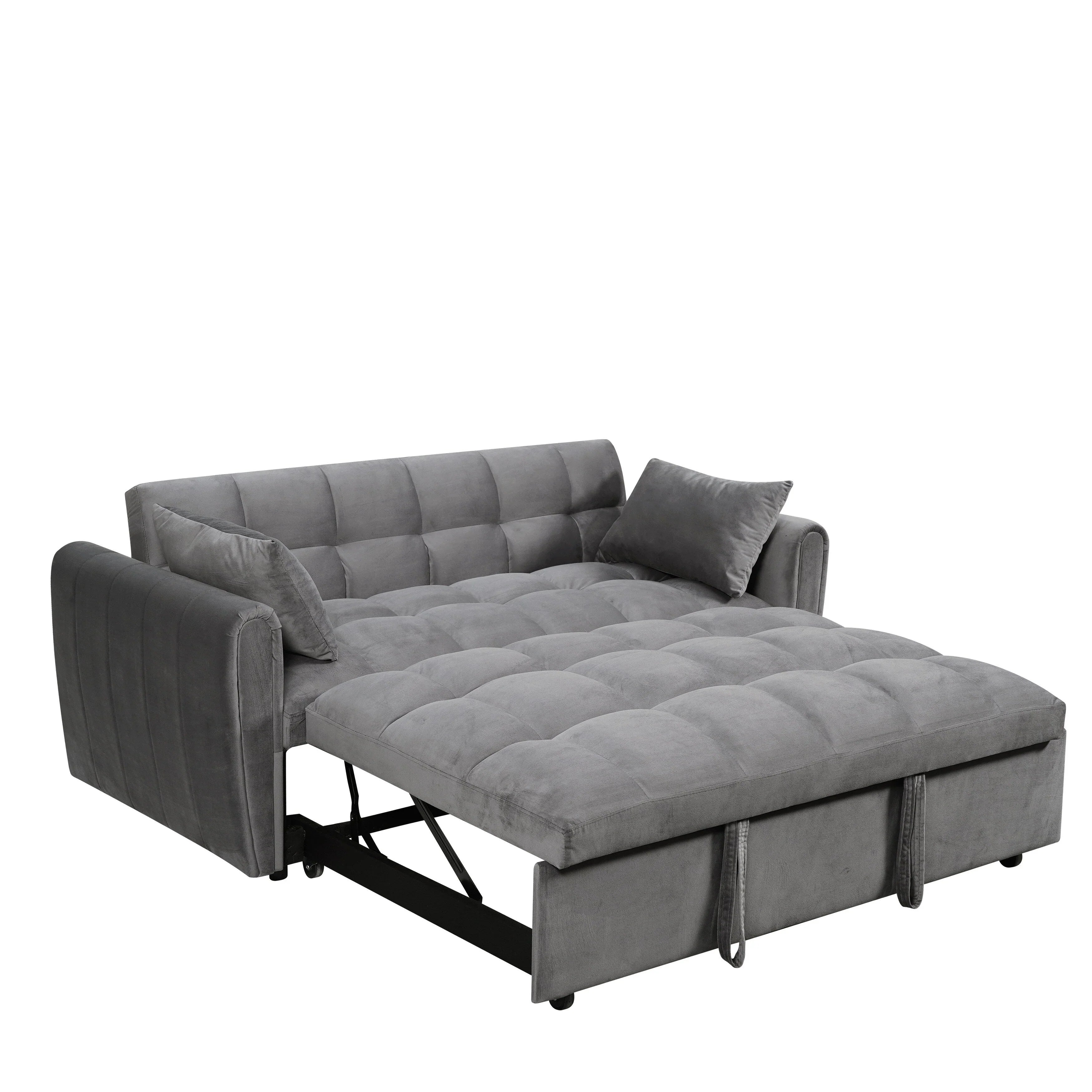64.96 Velvet 3-in-1 Convertible Sofa Bed with Adjustable Back, Storage Pocket, and 500lb Weight Capacity – Image 14
