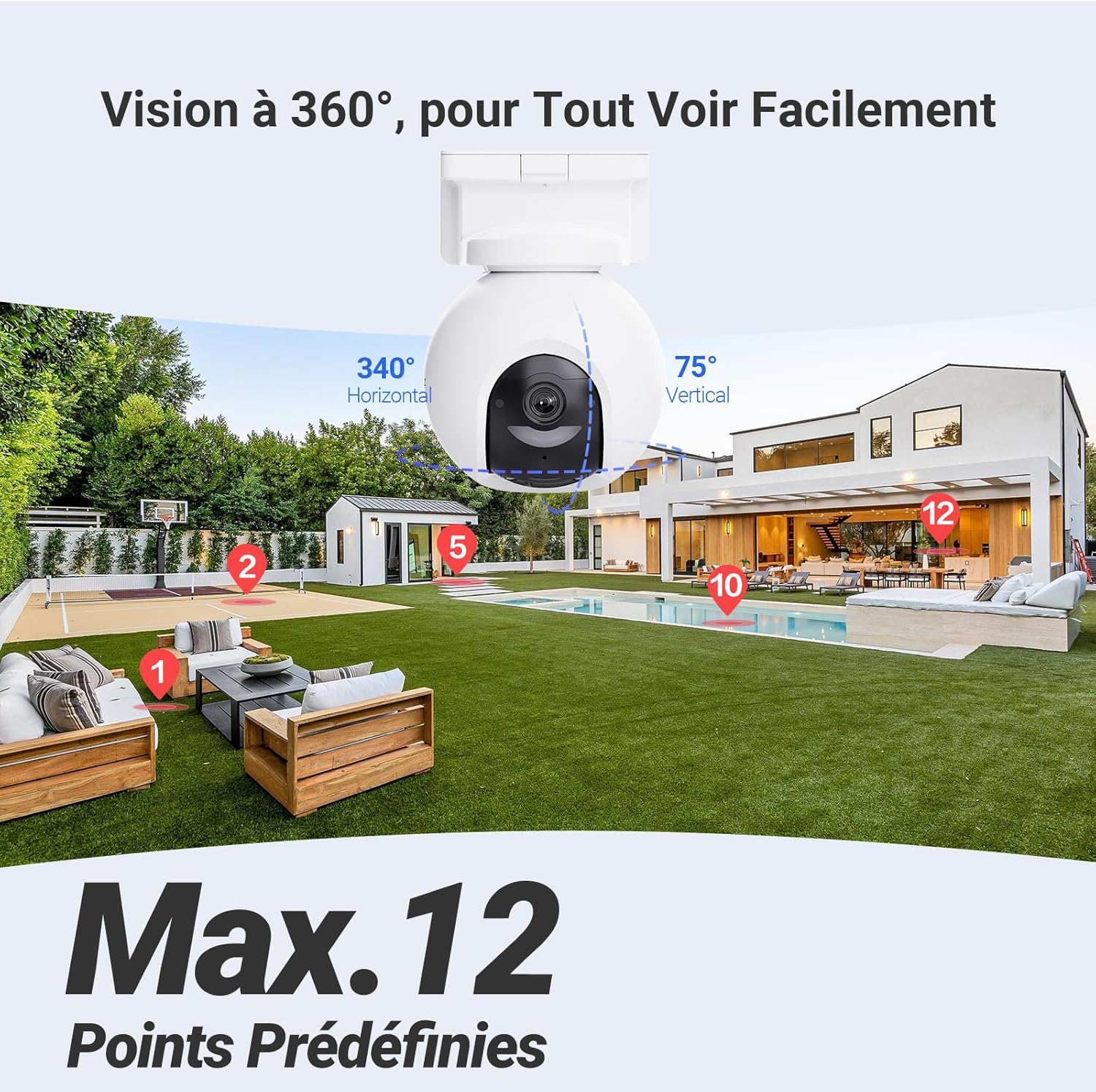 EZVIZ 4K(8MP) Caméra Surveillance WiFi Extérieure sans Fil + 5W Panneau Solaire, Détection de Personnes/Véhicules, Caméra Solaire Extérieure 360°, Mode AOV, Défense Active, CB8 Pro 4K Kit – Image 5