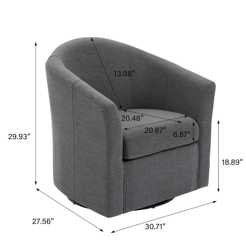 Set of 2 Modern Upholstered Swivel Barrel Chair Living Room Accent Chair – Image 41