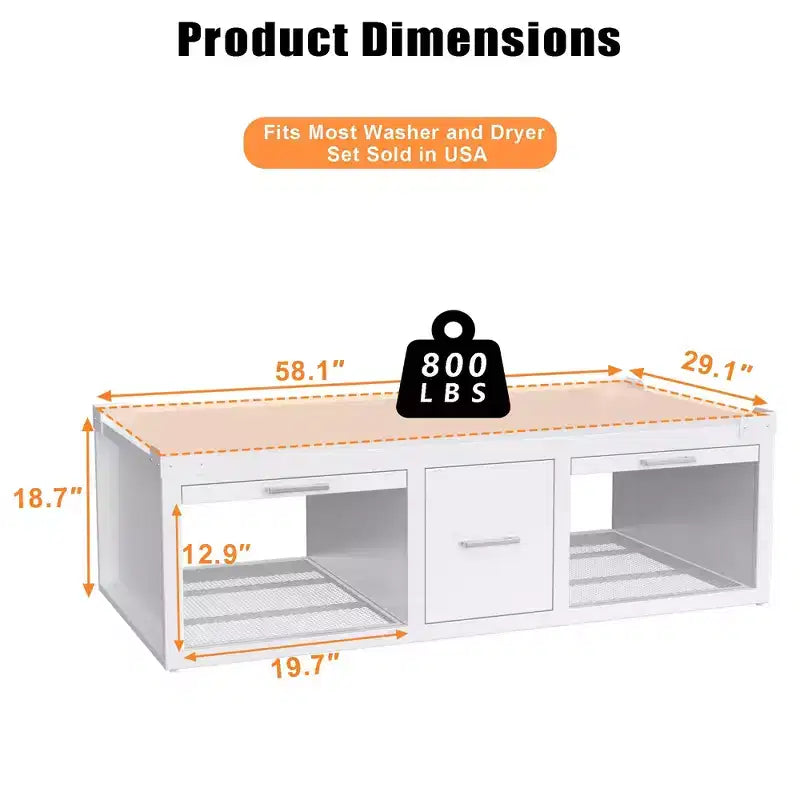 GDLF Washer and Dryer Pedestals, Universal Washer and Dryer Stand with Pull-Out Shelf,White – Image 2