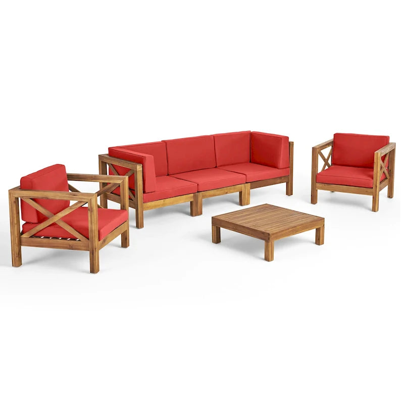 Brava Outdoor Acacia Wood 6-piece Chat Set by Christopher Knight Home – Image 4