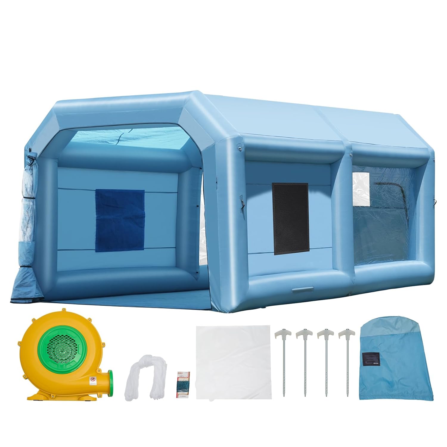 VEVOR Cabine de Peinture Gonflable 6,4x4,1x3 m, Tente Peinture Gonflable Automobile avec Souffleur Puissant de 1100 W et Système de Filtration, Station de Travail pour Pose de Peinture Atelier Garage – Image 9