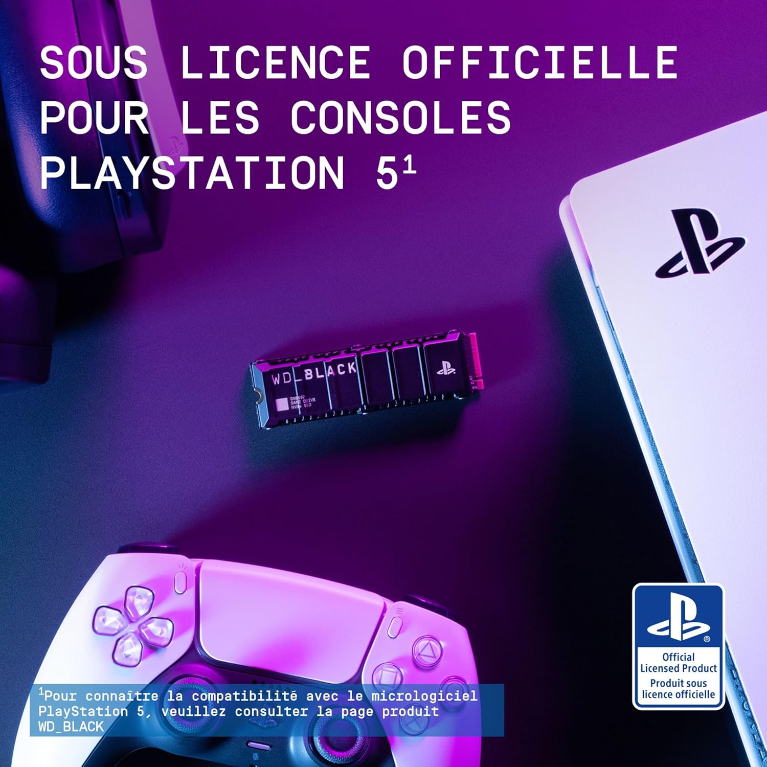 WD_BLACK SN850P 2 To PS5 SSD, Disque SSD interne, Lecture jusqu'à 7300 Mo/s, M.2 2280 PCIe NVMe, Carte d'extension PS5, Officielle pour et PS5 Consoles, avec dissipateur Thermique, Noir – Image 2