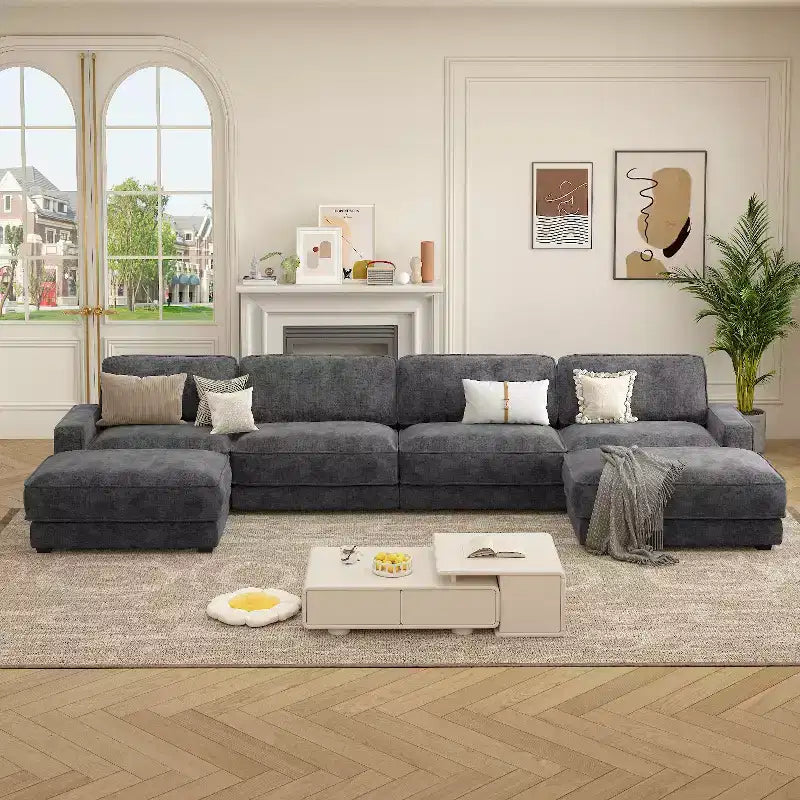 Dyonery 158 Extra Large Modular Sectional Sofa, CHENILLE Fabric with Deep Seat, Tool-Free Assembly – Image 26