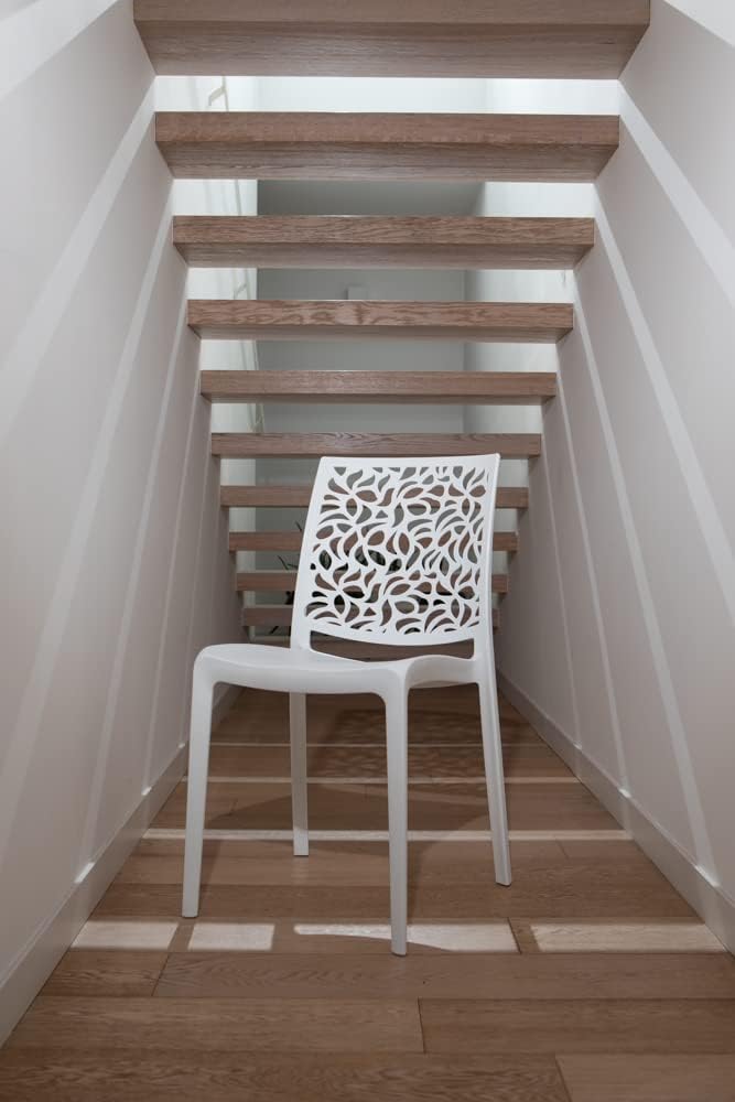 SIEDITI FUORI E DENTRO Chaises en résine avec Fibre de Verre empilables pour intérieur/Cuisine/Salle à Manger et extérieur/Jardin Anna (4 Chaises, Blanc) – Image 7