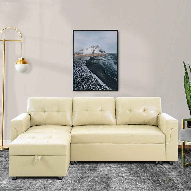 Convertible Reversible Sectional Sofa with Pull-Out Sleeper Bed, Hidden Storage Chaise, and Durable Legs – Image 15