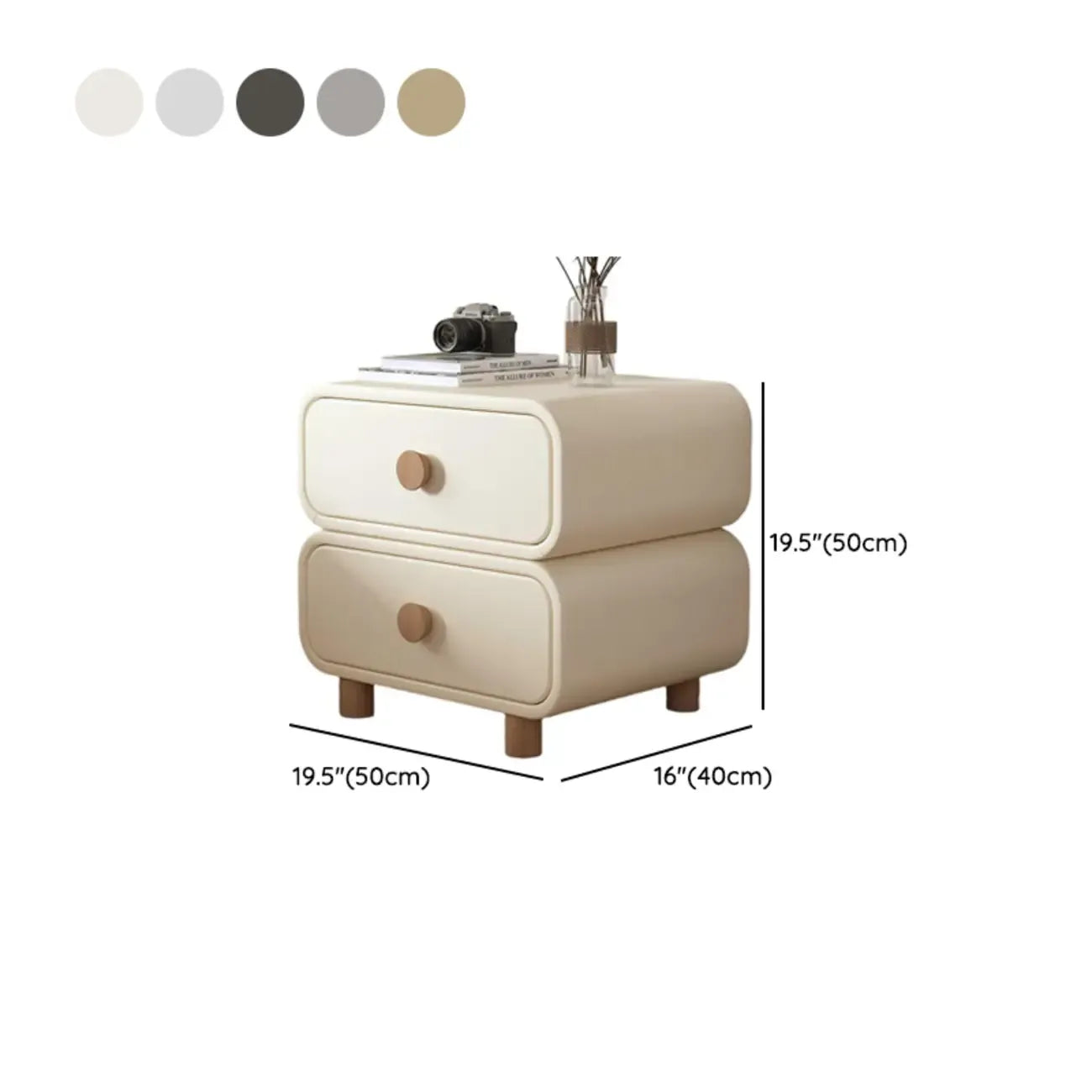 Pleather Scandinavian Nightstand With Faux Leather Finish – Image 21