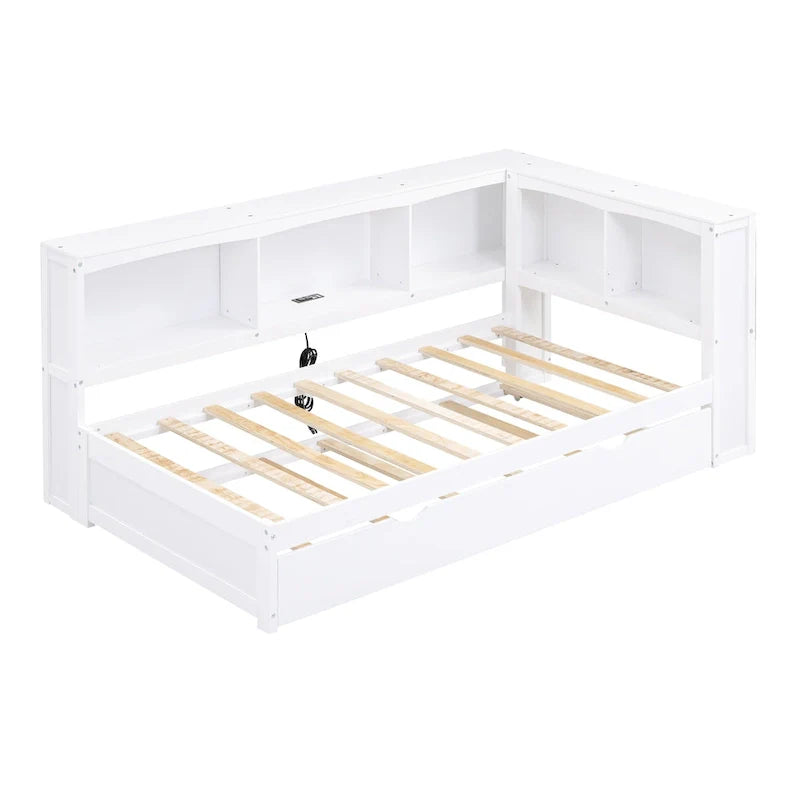 Twin Size Daybed with Trundle, Storage Cabinets and USB Ports – Image 3