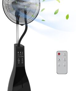 HOMCOM Ventilateur brumisateur sur roulettes ventilateur sur pied 90 W télécommande affichage LED télécommande minuterie 3 modes 3 vitesses oscillant, inclinable réservoir 3L - noir