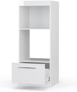 Vicco Armoire Micro-Ondes Fame-Line, Blanc Haute Brillance, 60cm Ouvert