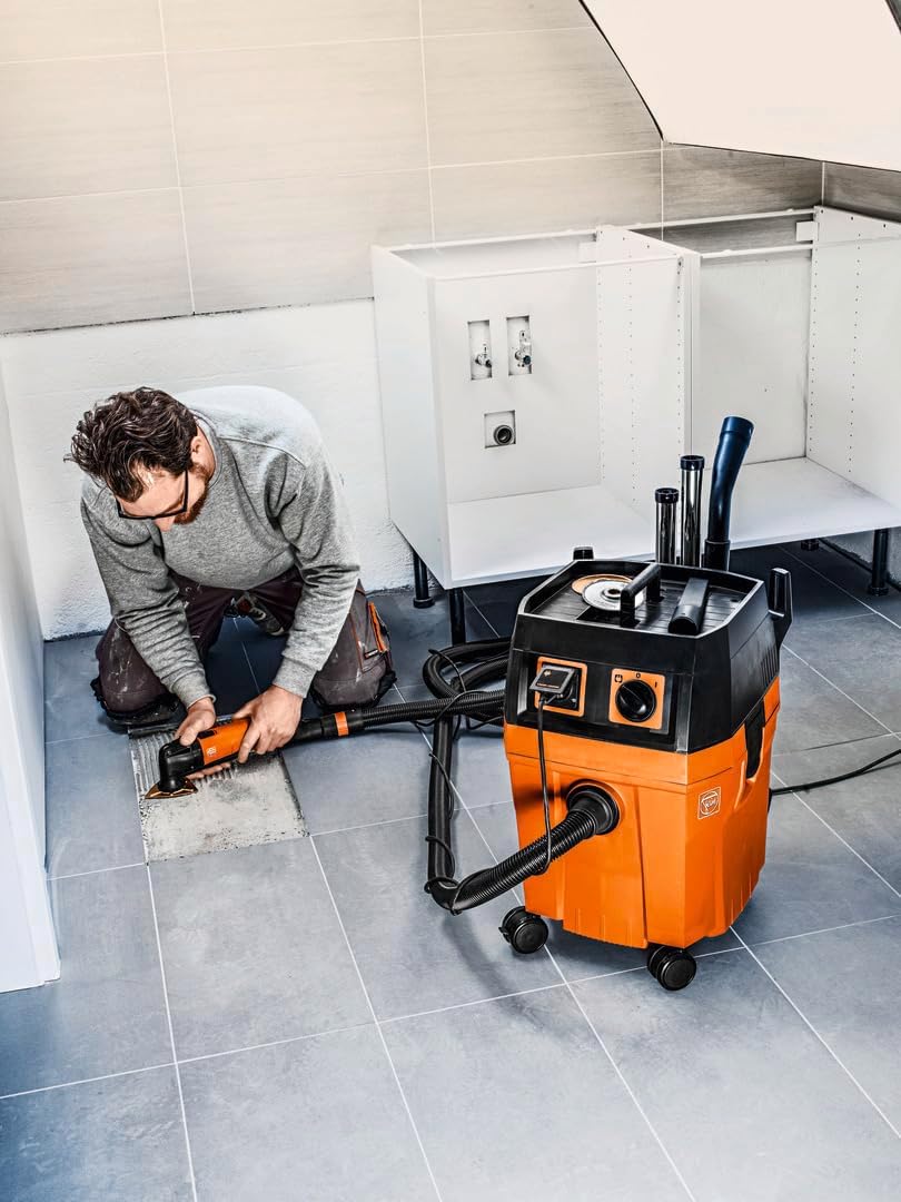 FEIN Dustex 35 L, Aspirateur eau et poussières puissant pour le raccordement d'outils électroportatifs en atelier ou sur chantier. Câble avec fiche 7.5 m, Puissance absorbée 1 380 W – Image 2