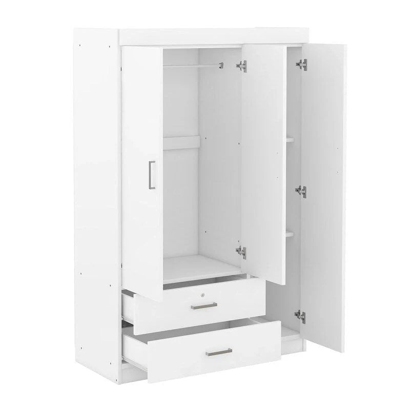 3-Door Mirror Wardrobe with Shelves and 2 Drawers – Image 8