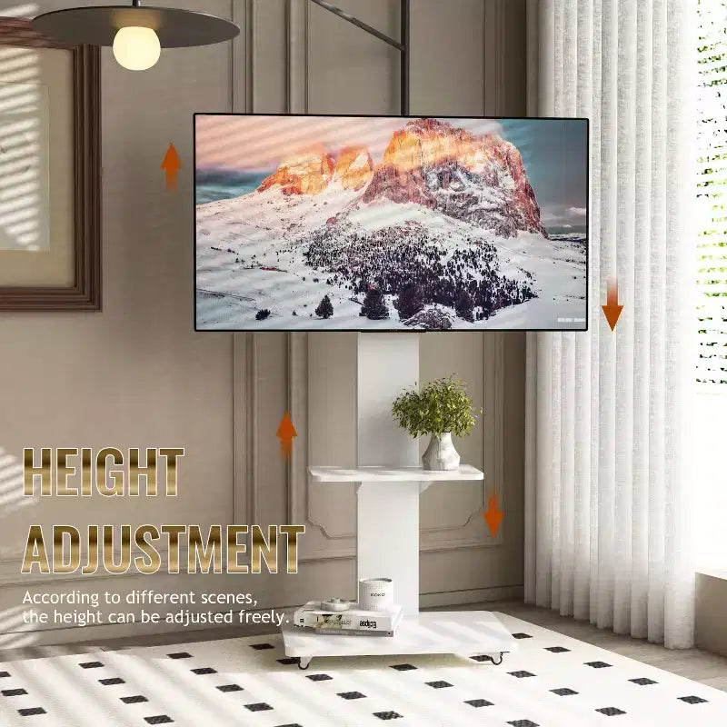 TV Stand for 32-75 TVs, Adjustable Height Mobile TV Cart with Drawer and Wheels for Living Room, Bedroom, Offices -ModernLuxe – Image 38