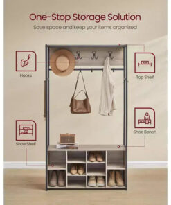 Alternative view of VASAGLE Hall Tree with Bench and Shoe Storage, Coat Rack with Shoe Bench, Entryway Furniture, Open Compartments