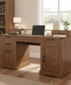 59 Executive Desk with 6 Drawers, Wooden Computer Desk with File Drawer & Charging Station, Home Office Desk Conference Table for Home Office
