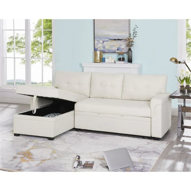 Convertible Reversible Sectional Sofa with Pull-Out Sleeper Bed, Hidden Storage Chaise, and Durable Legs – Image 49