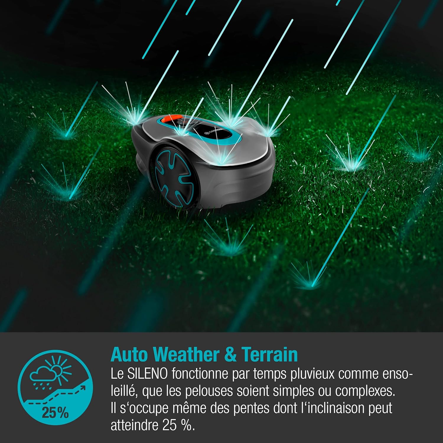 Gardena Tondeuse Robot SILENO minimo 500 m²: Tondeuse à Gazon Intelligente avec Une connectivité optimale programmable avec l'appli Gardena Bluetooth®, Version FR/NL (15202-26) – Image 6