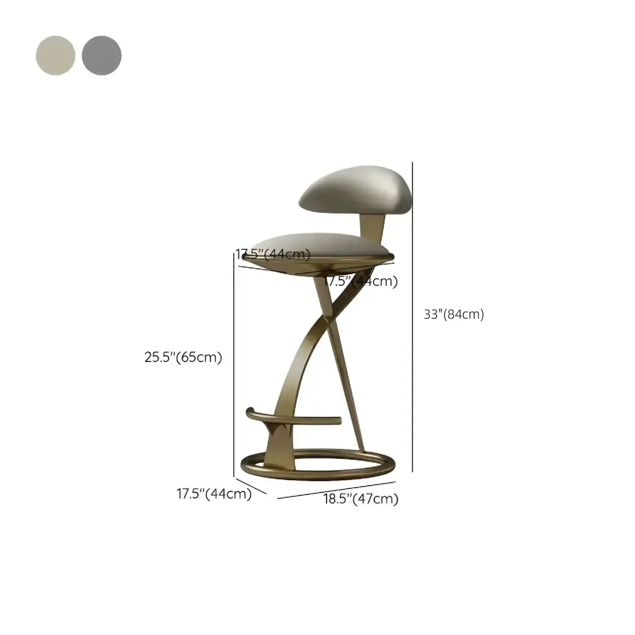 Luxury Gold Metal Frame Sleek Beige Leather Bar Stool – Image 11