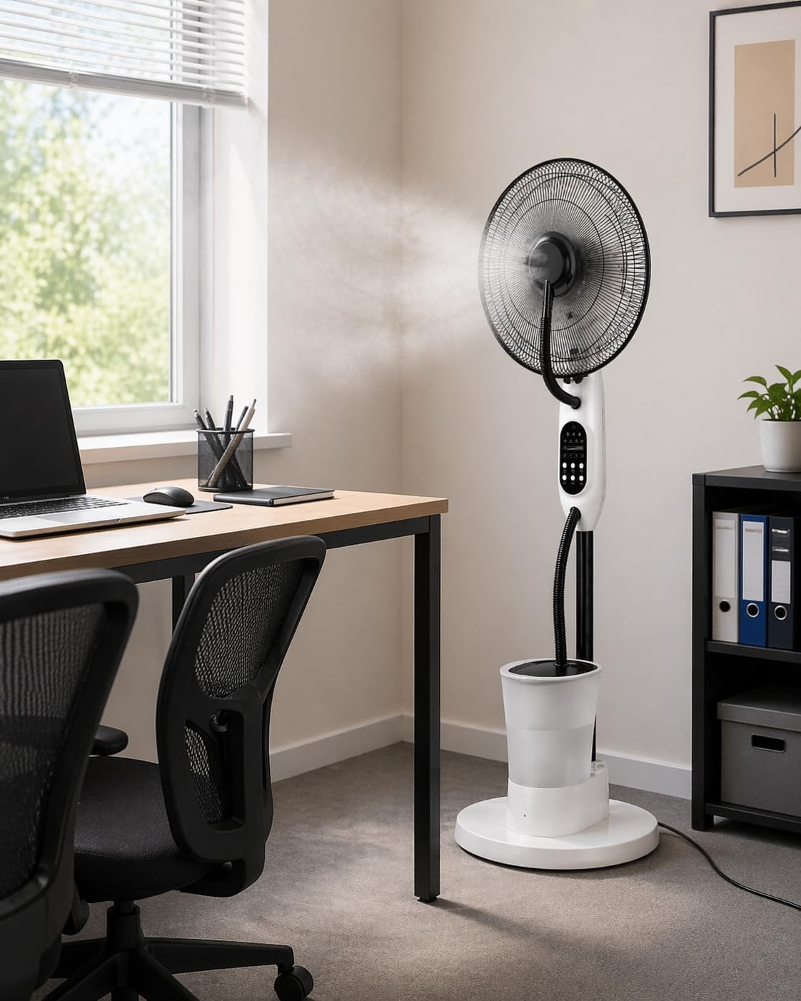 O'FRESH Ventilateur brumisateur sur Pied 125 cm – Puissant & Silencieux – Oscillation Automatique – 3 Vitesses – Intérieur – Idéal Maison, Bureaun Chambre - Rafraichit instantanémant – Image 5