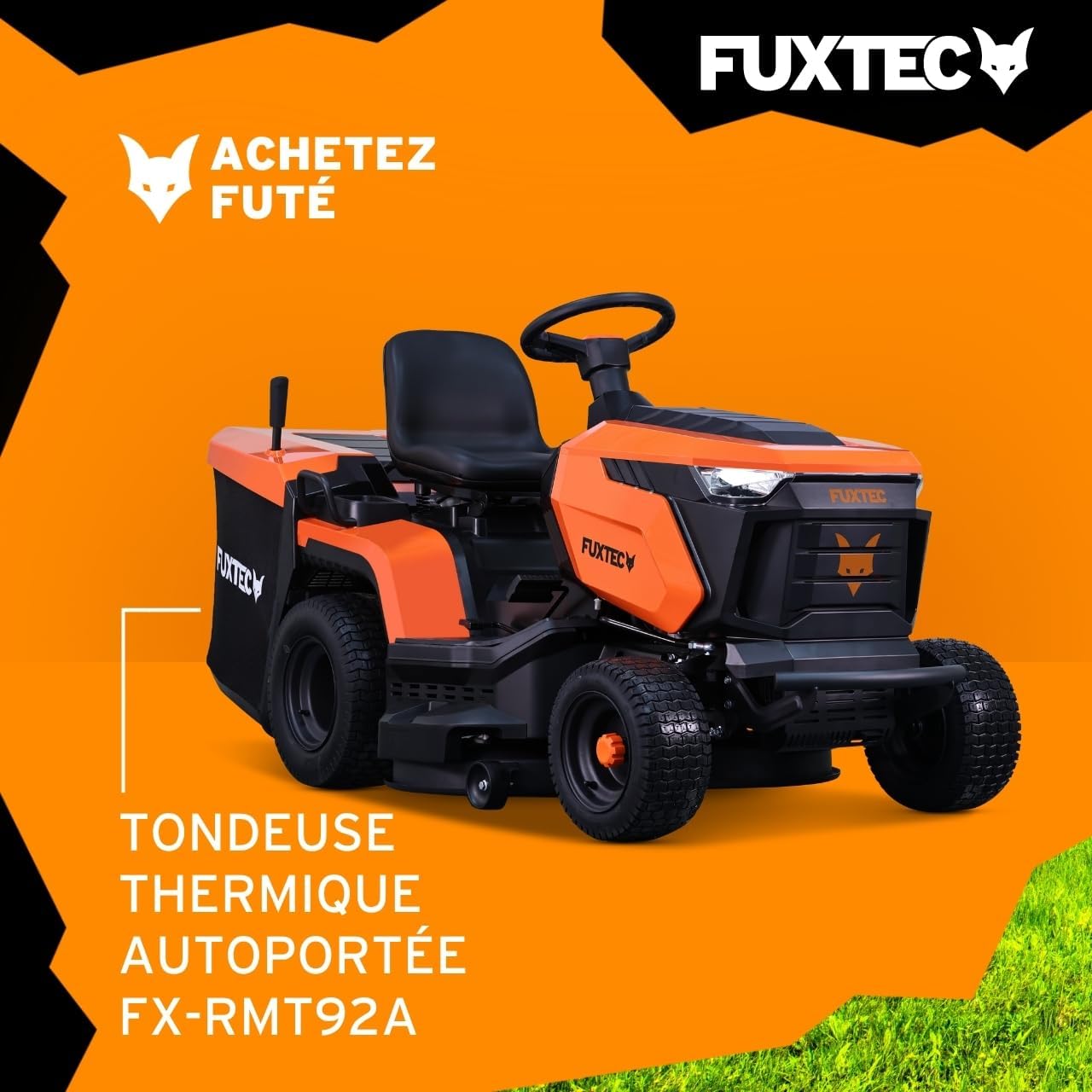 FUXTEC FX-RMT92A – Tondeuse autoportée hydrostatique – Tracteur de pelouse Essence 9,2 KW – Largeur de Coupe 92,5 cm – Bac 280 L – 6 hauteurs de Tonte – LED Automatique – Fonction Mulching intégrée – Image 2