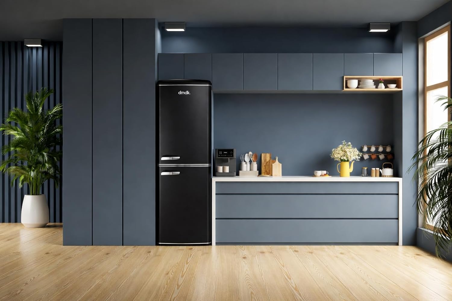 DMDK DKB3 Réfrigérateur-Congélateur Combiné Rétro, Noir Mat, 181 cm, No Frost, 244 l, Pose Libre, 55 x 57,50 cm – Image 8
