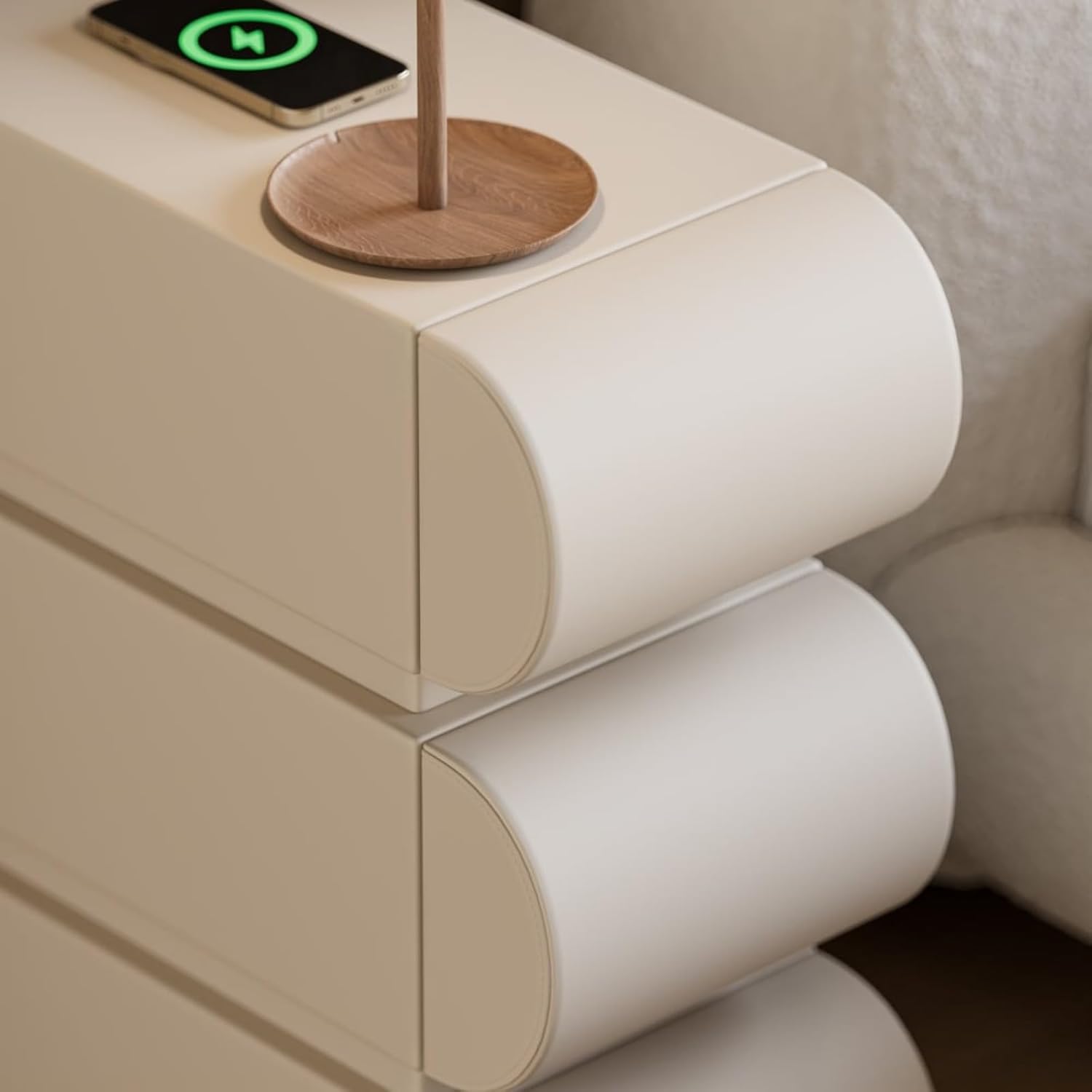 Homary Table de Chevet LED Intelligente Étroite 3 Tiroirs, Chargeur sans Fil USB/Type-C, Petit Meuble de Rangement pour Chambre Adulte (1, Étroit) – Image 8